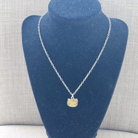 Sanrio Necklace Hello Kitty Yellow Tone Pendant Silver Tone Chain Jewelry - Picture 9 of 11